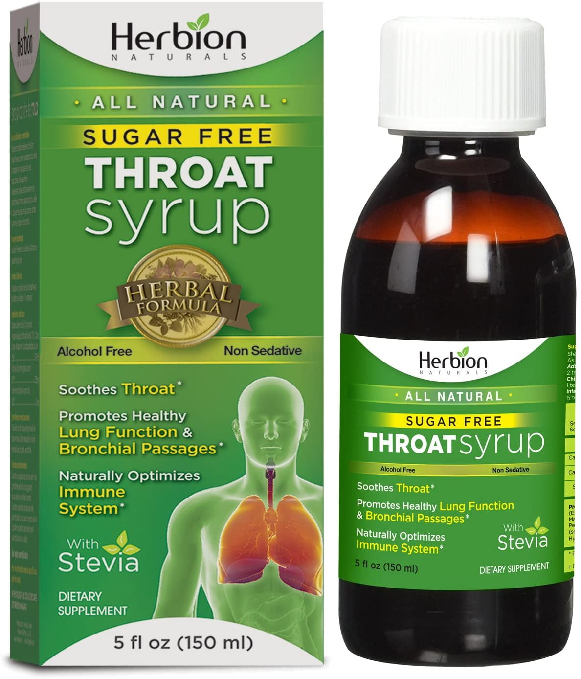 Herbion Naturals Throat Syrup Sugar Free, 5 fl oz