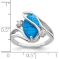 thumbnail image 2 of Sterling Silver Rhodium-Plated Polished Blue Created Opal & Cz Twist Ring (Size 6) Made In China qr7326-6, 2 of 5