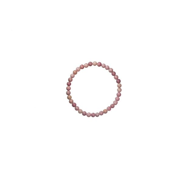 LTC Designs 4mm Shiny Round Rhodonite Stretch Bracelet 6.5" for Women, Men, and Friends
