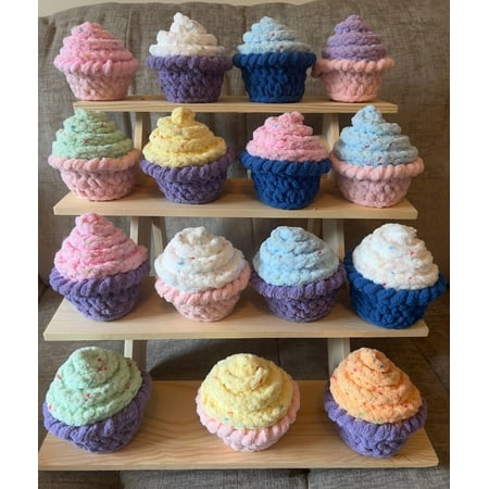 Chunky Crochet Cupcake | Soft Plush Decor in Assorted Colors