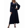 thumbnail image 1 of Robe Maxi Fluide à Manches Longues Fendue Décontractée Col en V Taille P, 1 of 7