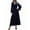 Navy Blue, variant on Women'S Spring Sleeve High Split Casual Loose V-Neck Waist A-Line Flowy Swing Maxi Length Dresses Leopard Print XXL