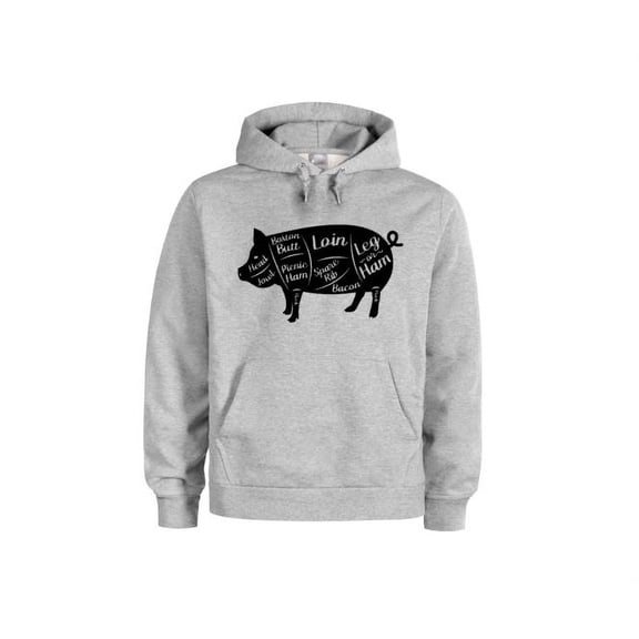 Pig Apparel, Pig Cuts, Unisex Hoodie, Farm Apparel, Pig Hoodie, Gift For Pig Lover, Pig Farmer, Gift For Him, Pigs, Gift For Her, Humor, Grey (Black Text), LARGE