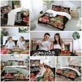 thumbnail image 5 of Christmas Bedding Duvet Cover Set Twin Size 4 Pieces Winter Xmas Cats Trees Gifts Flowers Brown Woods Bedding Set with Zipper Closure, 1 Comforter Cover 68x86 Inches 1 Flat Sheet & 2 Pillow Cases, 5 of 7