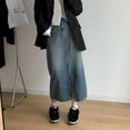 thumbnail image 5 of Women's Vintage Washed Denim Midi Skirt High Waist Split Slim Fit A Line Pencil Skirt Long Denim Skirt Suspender Skirt Women Cow Skirt Dance Skirts for Women Denim Skirts plus Size Metallic Skirt, 5 of 6