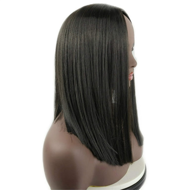 15.7 Inch Black Straight human hair wigs for women Lace Front Wigs