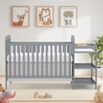 thumbnail image 3 of Conchico 3-In-1 Convertible Crib and Detachable Changer, New Zealand Pinewood Baby Crib, Toddler Daybed Bed with 3 Heights, Non-Toxic Finish, Easy to Assemble, Stone Gray, 3 of 9