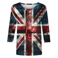 thumbnail image 4 of FAIWAD Femmes 3/4 Manches Blouses Casual Col Rond Imprimés Graphiques Tops Branchés Festival Pull Tops, 4 of 5