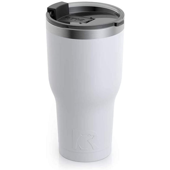 RTIC Insulated Travel Tumbler, Stainless Steel Mug, Hot Or Cold Drinks, with Splash Proof Lid, 30Oz, White