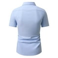 thumbnail image 3 of AHTJRT Mens Slim Fit Stretch Short Sleeve Button Down Dress Shirts with Spread Collar Business Casual Outfits Blue M, 3 of 8