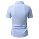 thumbnail image 3 of Blusa y camisa de manga corta con cuello vuelto para hombre, estilo informal de negocios, color liso, con solapa y botones, a la moda, de manga corta, 3 of 8
