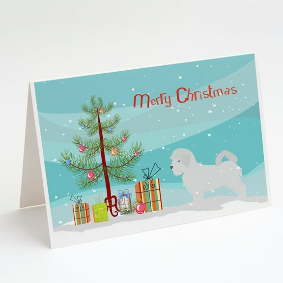 Maltese Merry Christmas Tree Greeting Cards and Envelopes Pack of 8