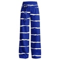 thumbnail image 4 of Karymi Workout Shorts Women Irregular Horizontal Striped Straight Leg Long Pants, Drawstring High Waist Decor Tie Front Trousers with Side Pockets Biker Shorts Women, 4 of 6