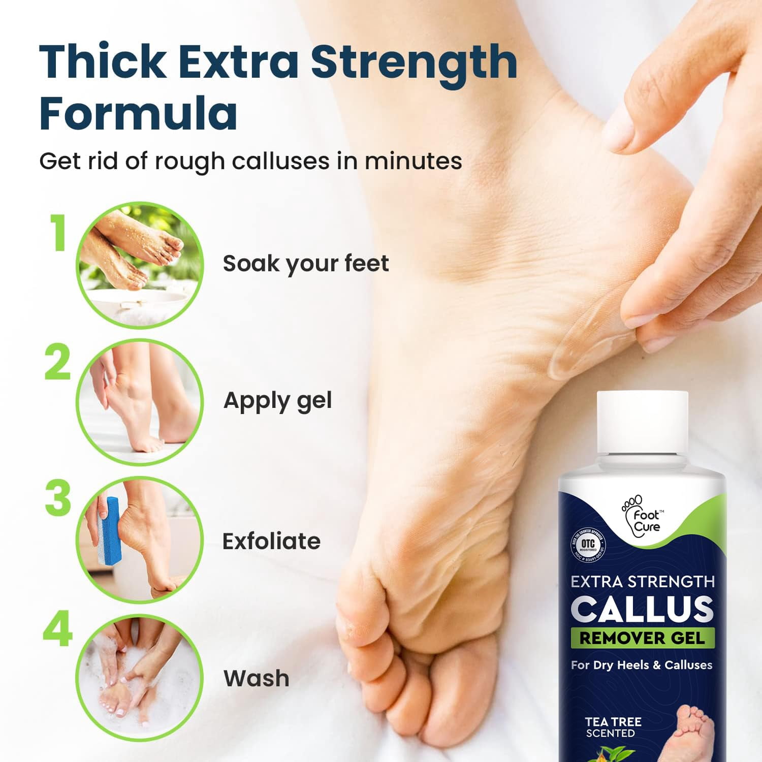 Foot Cure Callus Remover Gel - 2Pcs Strength Foot Callus Remover Gel with Pumice Stone for Dead Skin, Pedicure Spa Tools(16oz)
