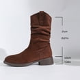 thumbnail image 7 of Womens Slouch Mid Calf Boots Winter Fall Casual Suede Pointed Toe Chunky Low Heel Pull on Dress Tall Boots Brown Size 6.5, 7 of 7