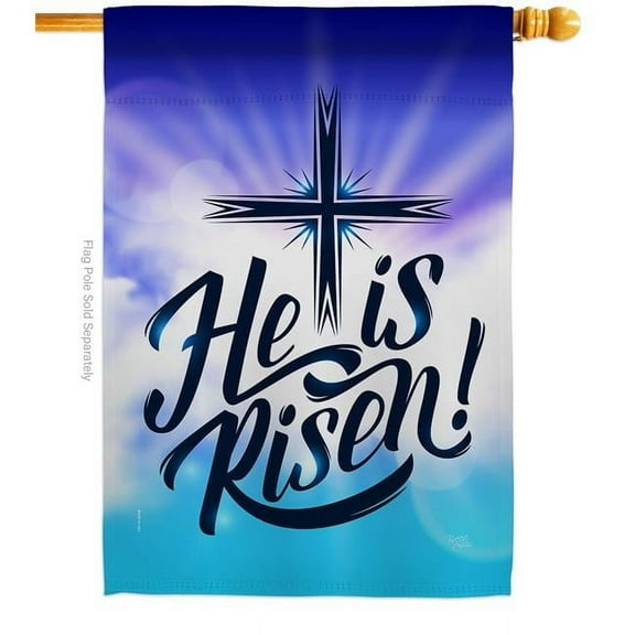 Breeze Decor H103077-BO He is Risen Religious Faith Double-Sided Garden Decorative House Flag, Multi Color