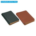 thumbnail image 3 of Uxcell 6 Ring Binder Cover, 2 Pack A7 kraft Leather Notebook Binder Mini Refillable Loose Leaf Personal Planner with 50 Sheets Paper, Dark Green / Brown, 3 of 7