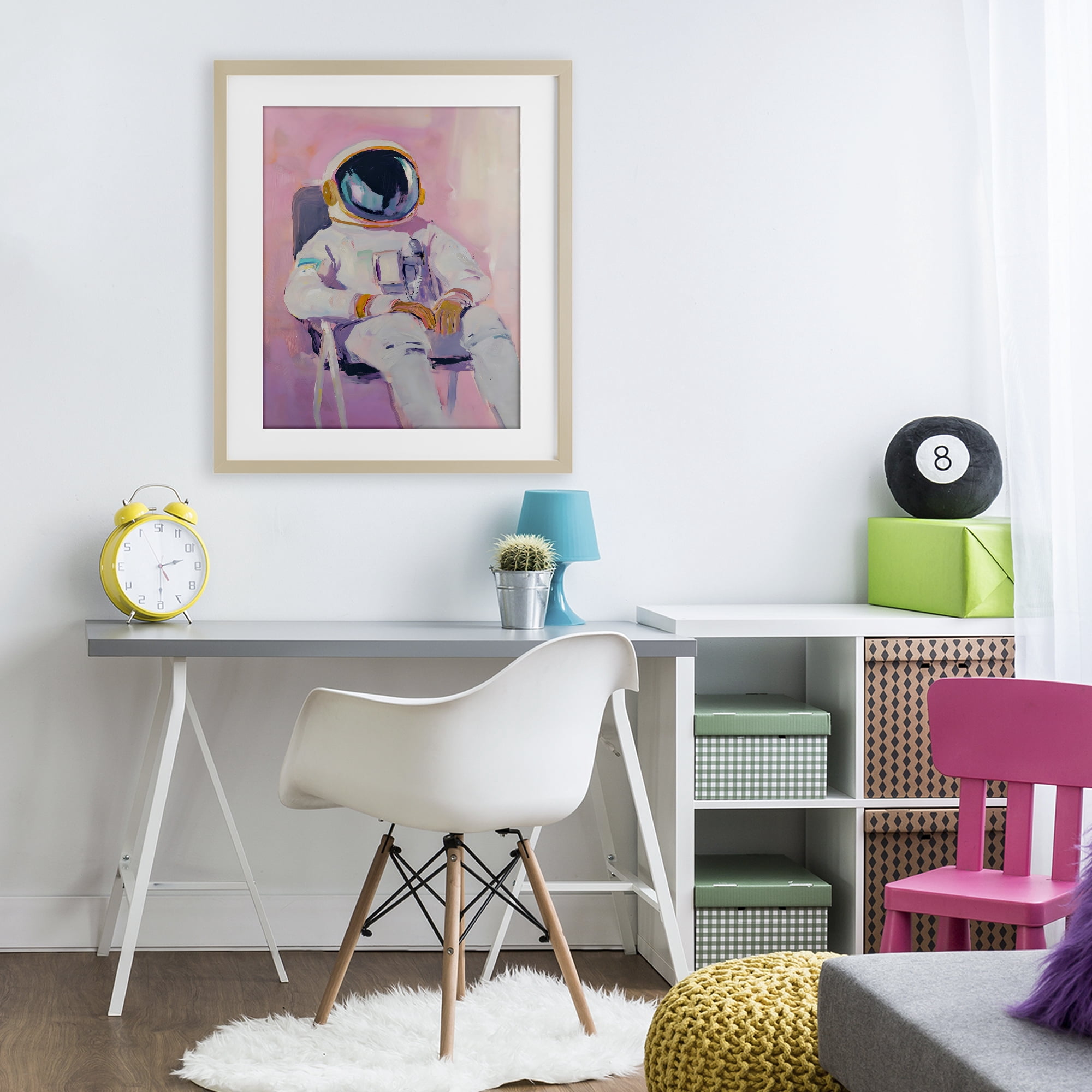 Stupell Industries Resting Astronaut on Chair Birch Framed Print Under Glass, design by The Prints Vibe