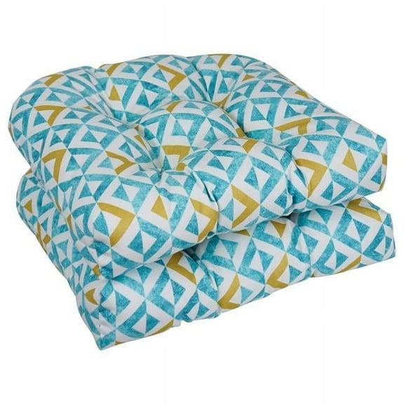 Blazing Needles 93184-2CH-OD-239 19 in. U-Shaped Outddor Dining Chair Cushions, Tropez Turquoise - Set of 2