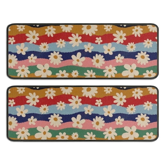 Kitchen Rugs Sets Of 2,Pioneer Flower Floral Print Pattern Anti Fatigue Kitchen Mat Rugs Non Slip Washable,Decorative Kitchen Floor Mats for Kitchen,Sink,Laundry,17"x47" 17"x47"