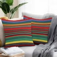thumbnail image 2 of Boho Outdoor Pillow Covers Set of 2 Bohemian Colorful Stripes Retro Abstract Rainbow Waterproof Throw Pillow Case Decorative Square Cushion Cover for Patio Couch Garden Balcony, 18"x18", 2 of 9