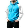 thumbnail image 4 of Havenx Men's Solid Pullover Hoodies Patchwork Color Block Sweatshirt Long Sleeve Blend Fleece Sweater with Kangaroo Pocket Casual Sports Soft Vintage Thermal Drawstring Tops,Blue L, 4 of 4