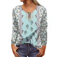 thumbnail image 1 of MHFRRA Camiseta de Manga Larga con Cuello Redondo y Estampado Floral para Mujer, Estilo Informal y Elegante. Azul Claro, 1 of 4