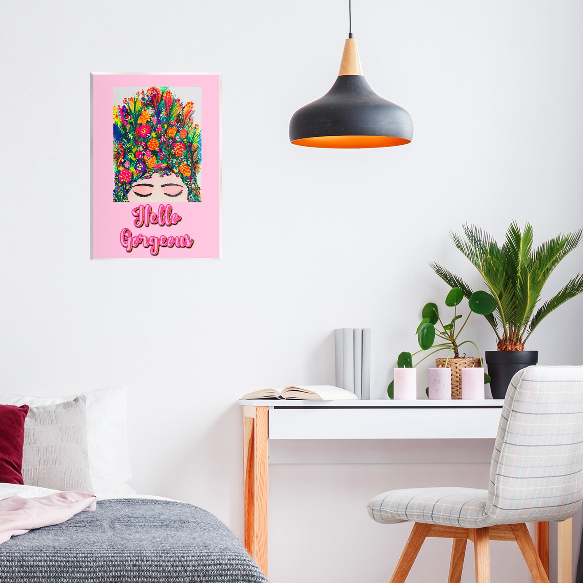 Stupell Industries Hello Gorgeous Floral Woman Wall Plaque Art, design by Pooja Dave