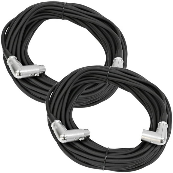 Seismic Audio  - 2 Pack of 50' XLR Right Angle Microphone Cables - 50' Mic Cords Black - SAXRA50-2Pack