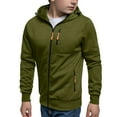 thumbnail image 2 of NAISIBABY Boys Zip Up Hoodies 14T, Loose Fit Long Sleeve Fall Winter Kids Fashion Hooded Sweatshirt Jacket Army Green(5-15T), 2 of 9
