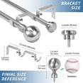 thumbnail image 5 of Urbanest Adjustable Double Curtain Rod Set Steel Ball Flat Button Finials – 1″ Front & 5/8 Back Rod With Brushed Steel Rod, 84–120 Inches, 5 of 6