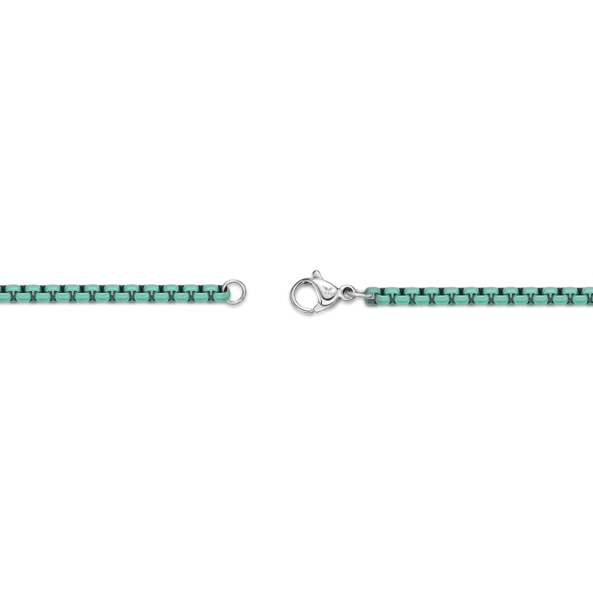 Stainless Steel Turquoise Acrylic Bracelet for Men 9 Inches Box Chain 3 mm Wide Lobster Claw by Metro Jewelry