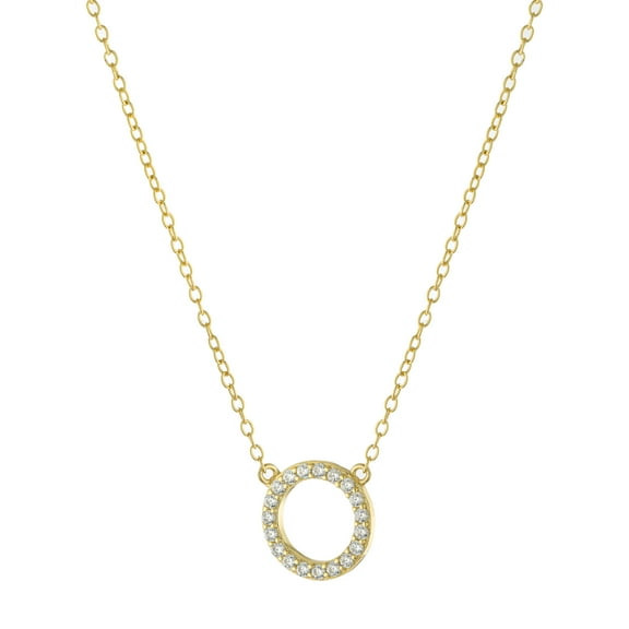 Marisol & Poppy Cubic Zirconia Open Circle Pendant Necklace In Gold Over Sterling Silver For Women & Teens, 16"   2" Extender