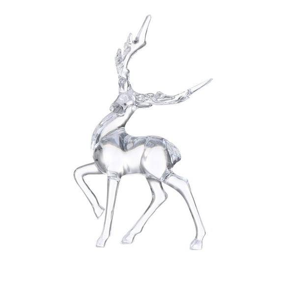 CuiLiyq Christmas Acrylic Reindeer Figurines, Clear Glass Deer Ornaments, Standing Reindeer Decor, Desktop Elk Sculptures Holiday Table Centerpiece Home and Office Xmas Decoration