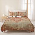 thumbnail image 3 of Full Quilt Set 78''x90'', Red Beige Lightweight Bedspread Coverlet Set with 2 Pillow Shams, Vintage Boho Ethnic Geometric Abstract Art Breathable All Season Quilt Bedding for Bedroom/Guest Room, 3 of 9