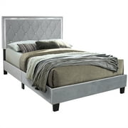 Better Home Products Monica Velvet Upholstered Queen Platform Bed in Gray