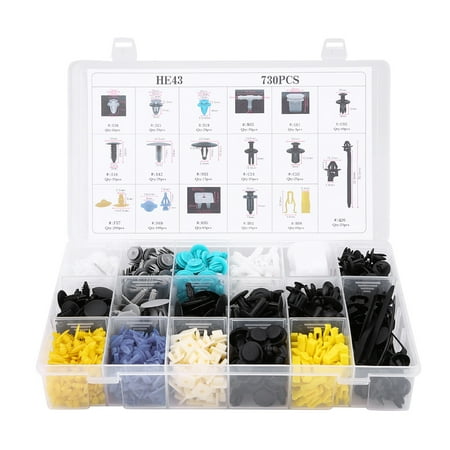 

Assorted Car Body Push Pin Rivet Trim Bumper Retainers - 730pcs 17 Sizes