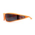 thumbnail image 3 of Polarized Unique Curved Side Visor Lens Narrow Rectangle Sunglasses Orange Black, 3 of 4