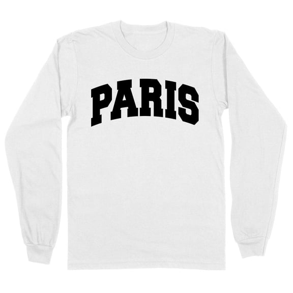 Paris College Style Long Sleeve Shirt Unisex Large White