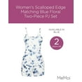thumbnail image 2 of MeMoi Women's Scalloped Edge Matching Blue Floral Two-Piece PJ Set - Womens - Female, 2 of 7