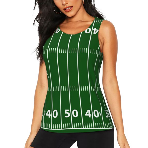 Fotbe American Football Field1 Blusas Sin Mangas para Mujer – Estilo Casual, Corte Suelto, Slim-Fit, Cuello Redondo Deportivo, Tops de Verano para Gimnasio y Yoga-Small