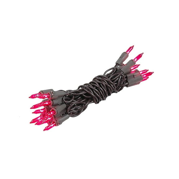 Novelty Lights Pink 20 Light Incandescent Craft Mini Christmas String Lights Brown Wire 8.5 feet