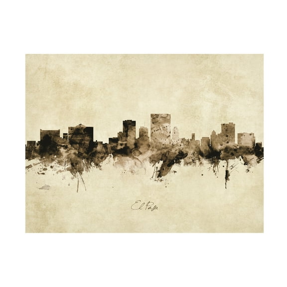 Michael Tompsett 'El Paso Texas Skyline Vintage' Canvas Art