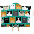 thumbnail image 2 of Cartoon Cat Pattern Wearable Blanket Hoodie Cloak Hooded Blankets Softest Warmth Throw Blanket for Girls Womens Kids, 2 of 6