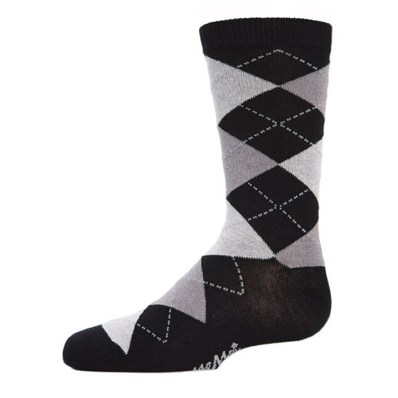 MeMoi Classic Argyle Mercerized Cotton Blend Crew Socks - Boys - Male, 8, Black