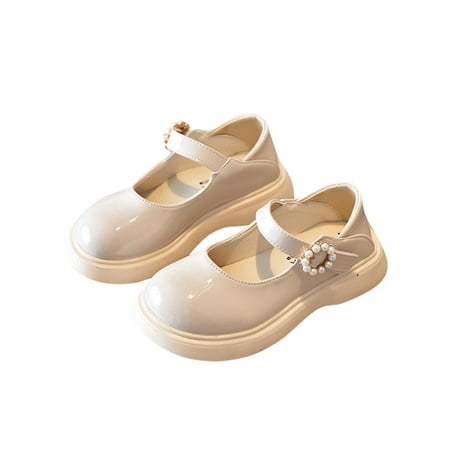 

Lacyhop Kids Princess Shoe Comfort Flats Soft Sole Mary Jane Party Slip Resistant Casual Shoes Breathable Patent Leather Loafers White 9C