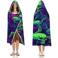 thumbnail image 3 of Gothic Skull Fleece Wearable Blanket for Adults with Halloween Themed Hooded Blanket Warm Cozy Bones Gift for Women, 3 of 6