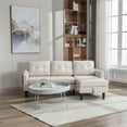 thumbnail image 3 of L-Shaped Sectional Sofa, 72.44" Wide Sofa Couch with Storage Chaise, Comfy Upholstered Sofa Couch for Living Room, Bedroom and Office, Weight Capacity 600 LBS, Beige, 3 of 7