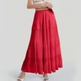 thumbnail image 2 of XIAONU Womens Skirts High Waisted Elastic Belt Layered Pleated Maxi Skirt Boho Summer A Line Flared Long Skirt Midi Skirt, 2 of 4