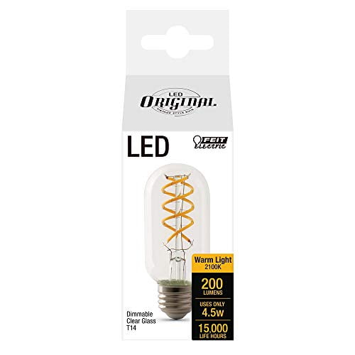 Vergadering Droogte Hassy Feit 25-Watt Equivalent (2100K) T14 Dimmable Spiral Filament LED Vintage  Antique Style Clear Glass Light Bulb, Soft White Medium (E26) - Walmart.com